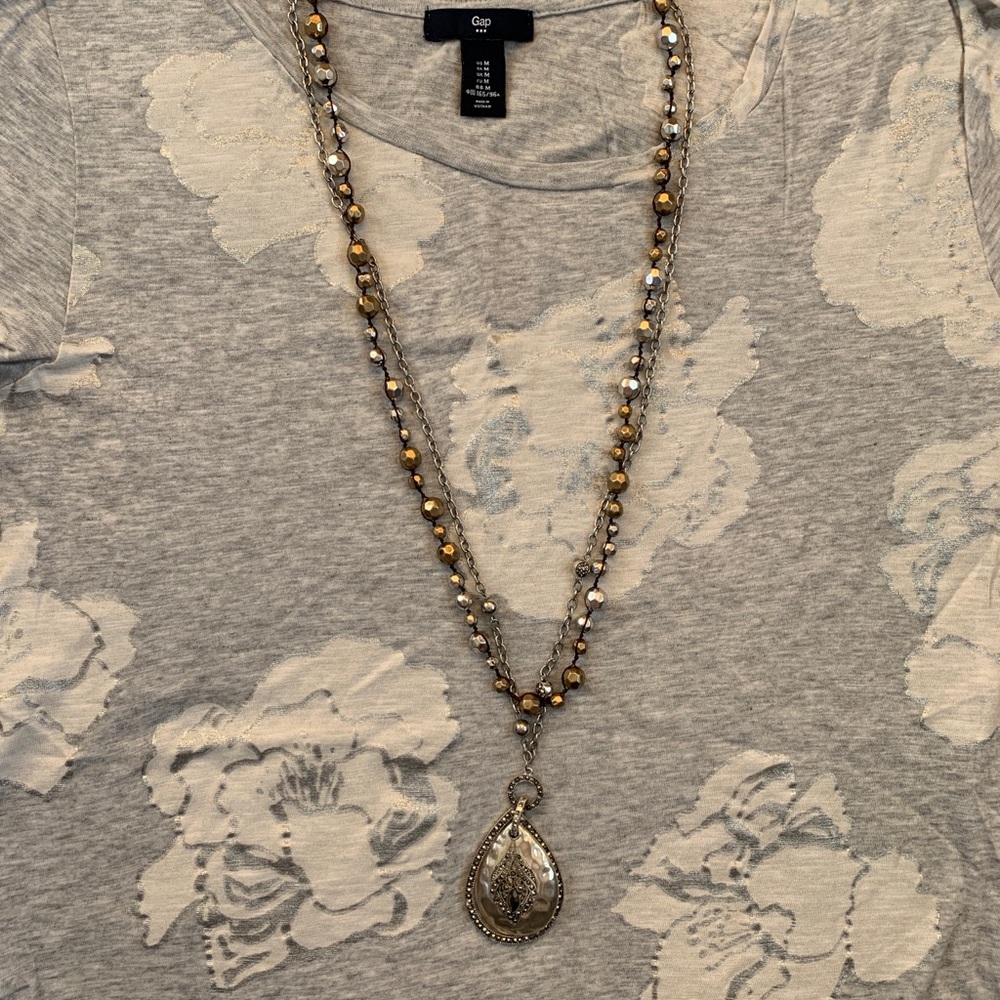 Lucky brand Gold Silver beaded necklace - Picture 2 of 5